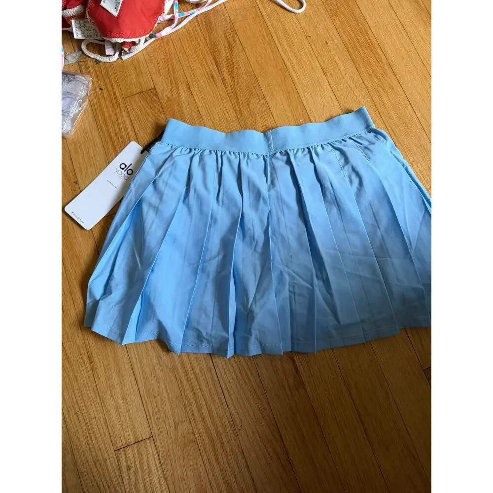 Alo Yoga Varsity Tennis Skirt Blue Skies Pleated Mini Skirt NWT XS